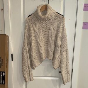 HYFVE Cream Cowl Neck Sweater with Chunky Knit